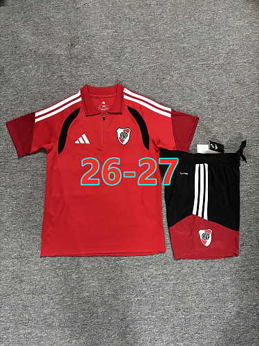 26-27 River Plate Polo Short Sleeve Tracksuit Kit S-3XL Polo