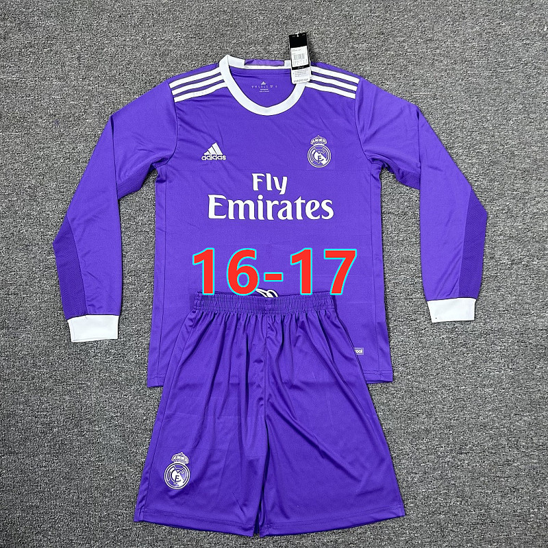16-17 Real Madrid Away Retro TopThai Long+shorts Kit S-2XL