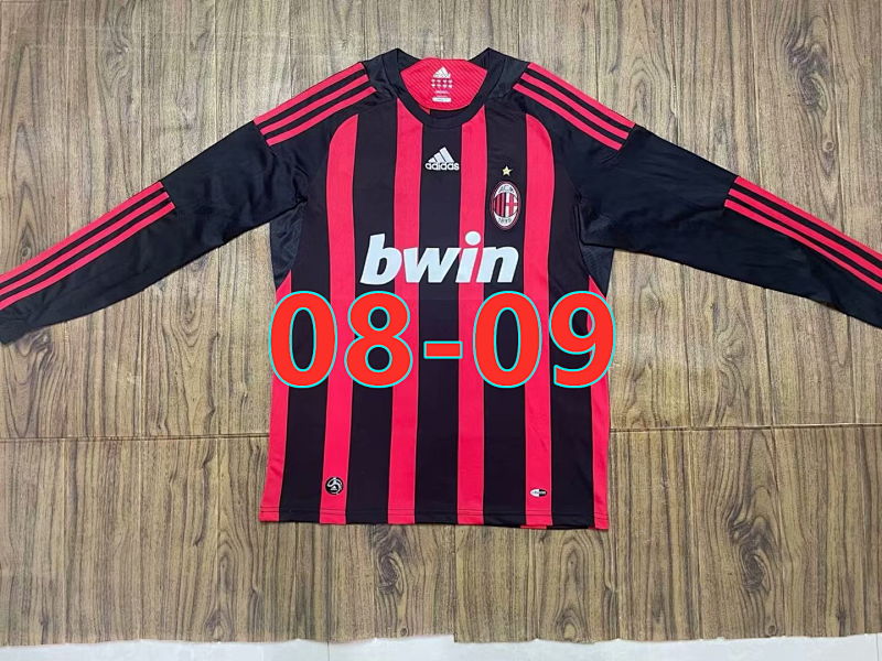 AC Milan Retro 08-09 Home Long Sleeve Jersey S-2XL AC