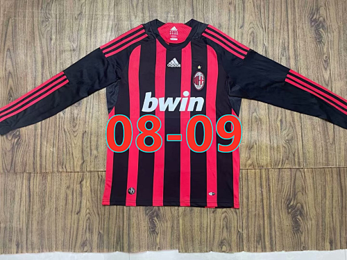 AC Milan Retro 08-09 Home Long Sleeve Jersey S-2XL AC