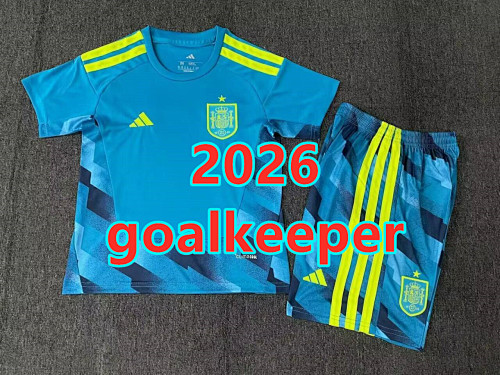 Spain Goalkeeper Kids Jersey+shorts Kit 16 -28