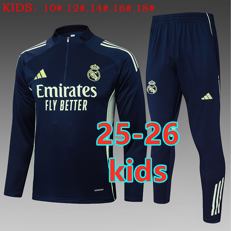 25-26 Real Madrid Kids Long Sleeve Tracksuit 10 -18