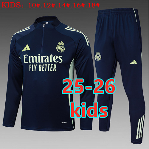 25-26 Real Madrid Kids Long Sleeve Tracksuit 10 -18