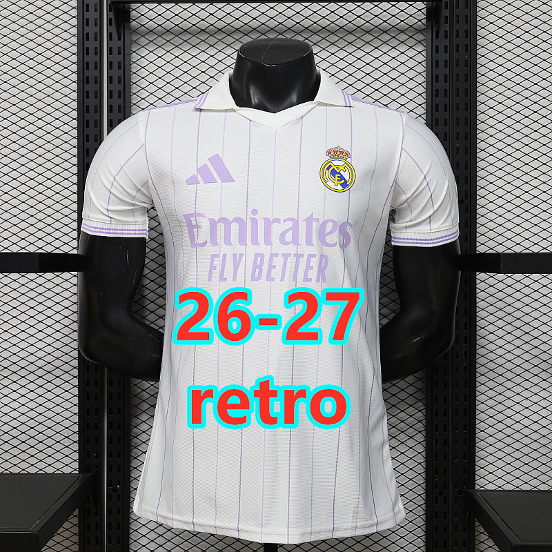26-27 Real Madrid Retro Player Version Jersey S-3XL Polo