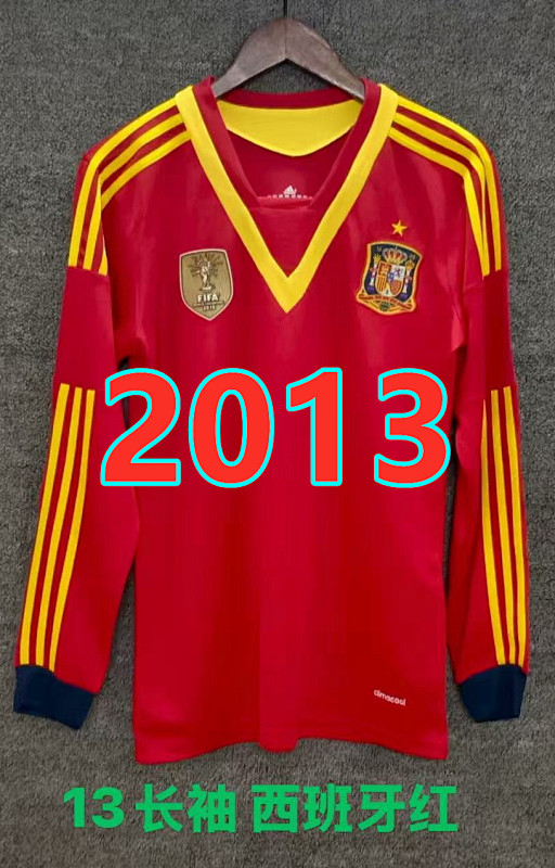 Spain Home Retro Fans Long Sleeve Jersey S-2XL