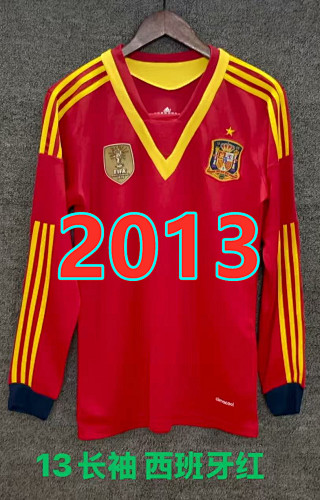 Spain Home Retro Fans Long Sleeve Jersey S-2XL