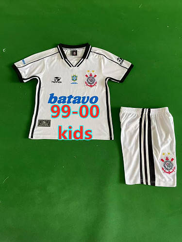 99-00 Corinthians Home Retro Kids Jersey+shorts Kit 16 -28