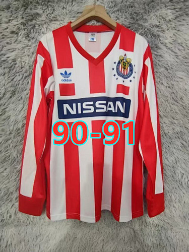 90-91 Chivas Home Retro Long Jersey S-2XL