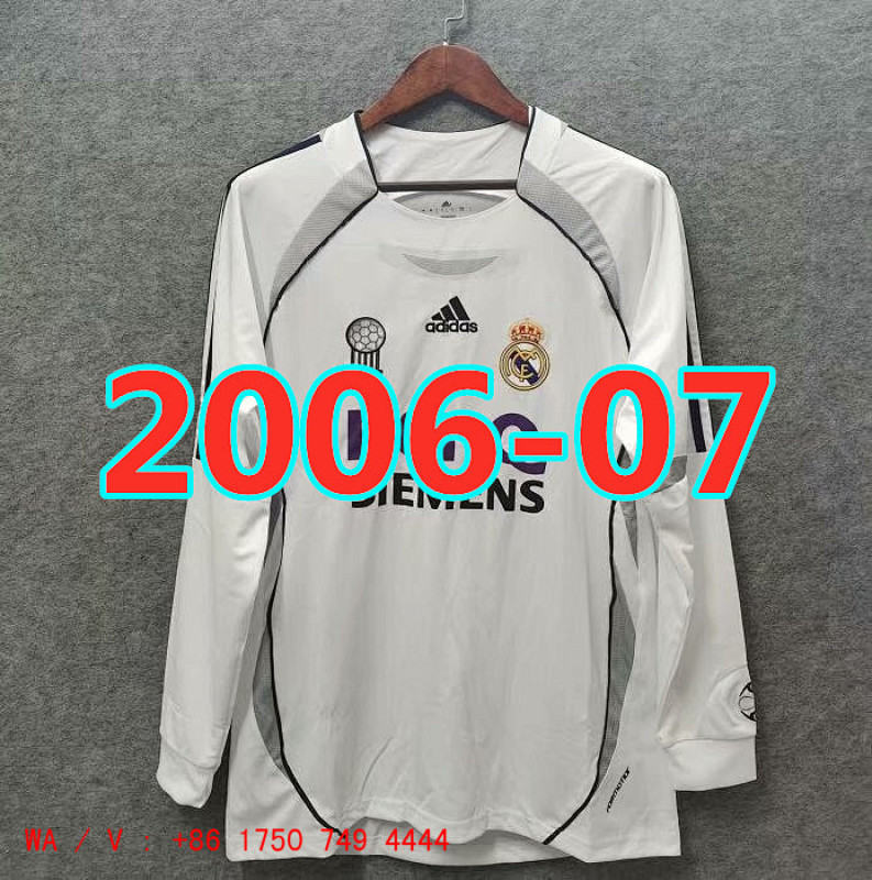 Real Madrid Retro Home Jersey Long Sleeve S-2XL