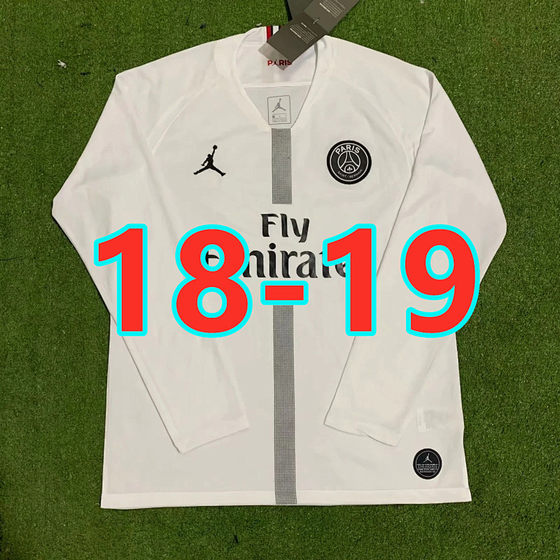 Balenciaga Paris Psg Retro 18-19 Long Sleeve Away White Jersey