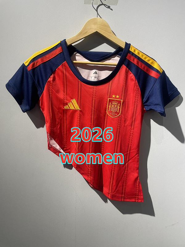 Spain Home Women With 2 Stars Slash Jersey S-2XL 2