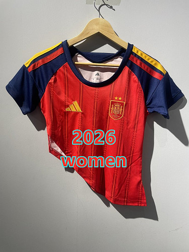Spain Home Women With 2 Stars Slash Jersey S-2XL 2