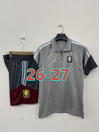 26-27 Aston Villa Polo Short Sleeve Tracksuit Kit S-3XL Polo