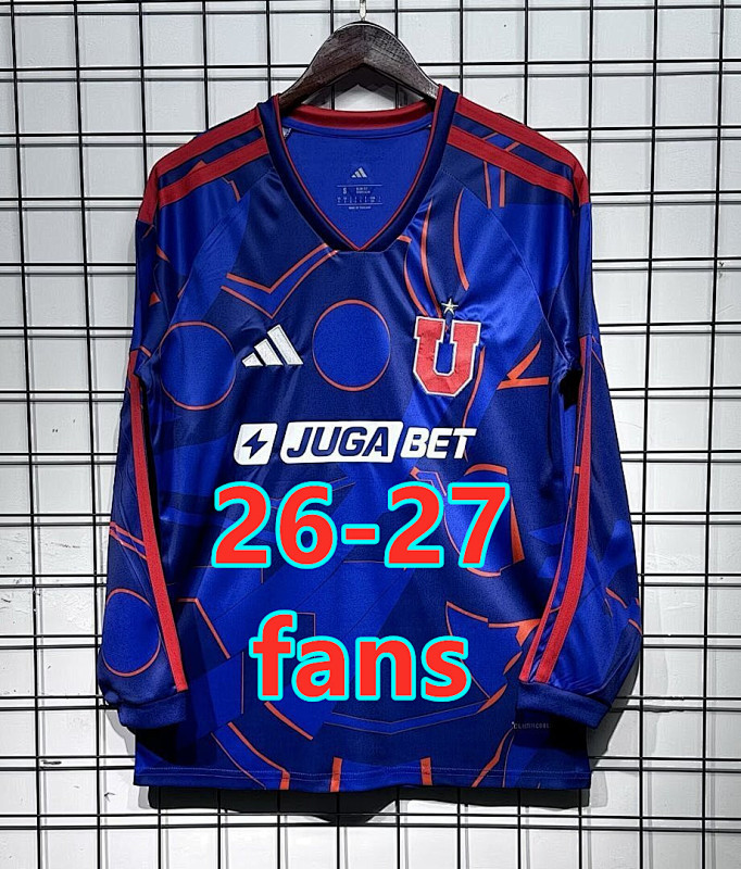 26-27 Universidad De Chile Home Fans Long Sleeve Jersey S-4XL