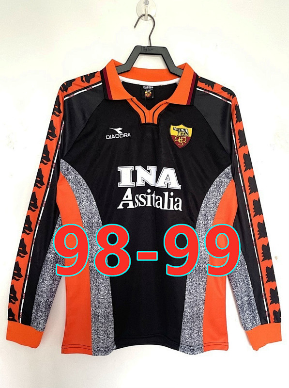 98-99 Roma Third Retro Long Sleeve Jersey S-2XL