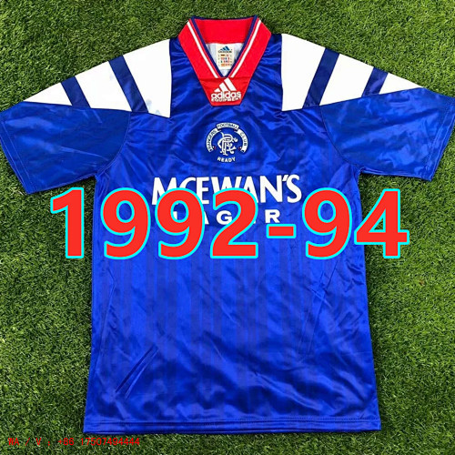 Rangers Retro Home TopThai Quality Jersey S-2XL