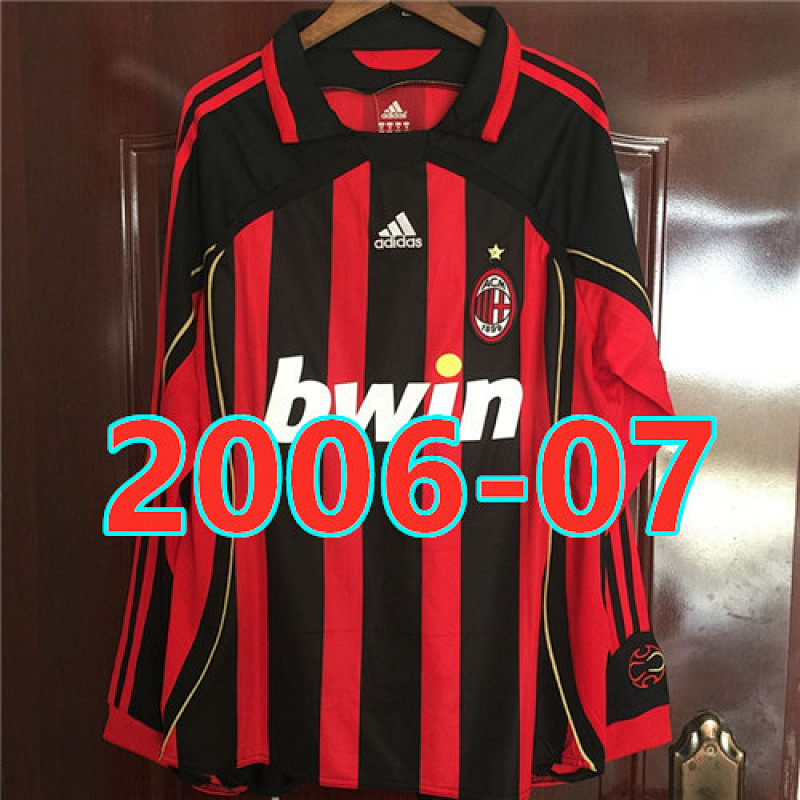 AC Milan Retro S-2XL Long Sleeve Home Jersey AC