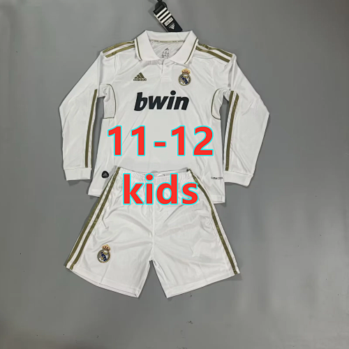 11-12 Real Madrid Home Kids Retro Long Sleeve Jersey 16 -28