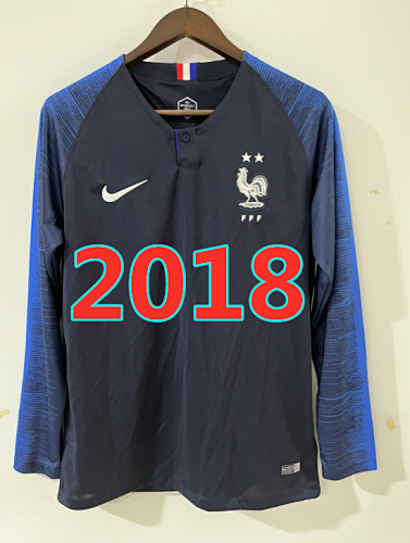 France Home Retro Long Sleeve Jersey S-2XL