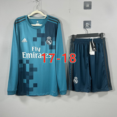 17-18 Real Madrid Third Retro TopThai Long+shorts Kit S-2XL