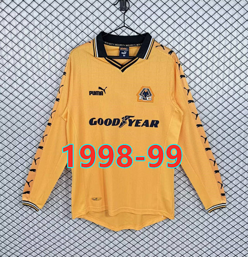 Wolves Home Retro Fans Long Sleeve Jersey S-2XL