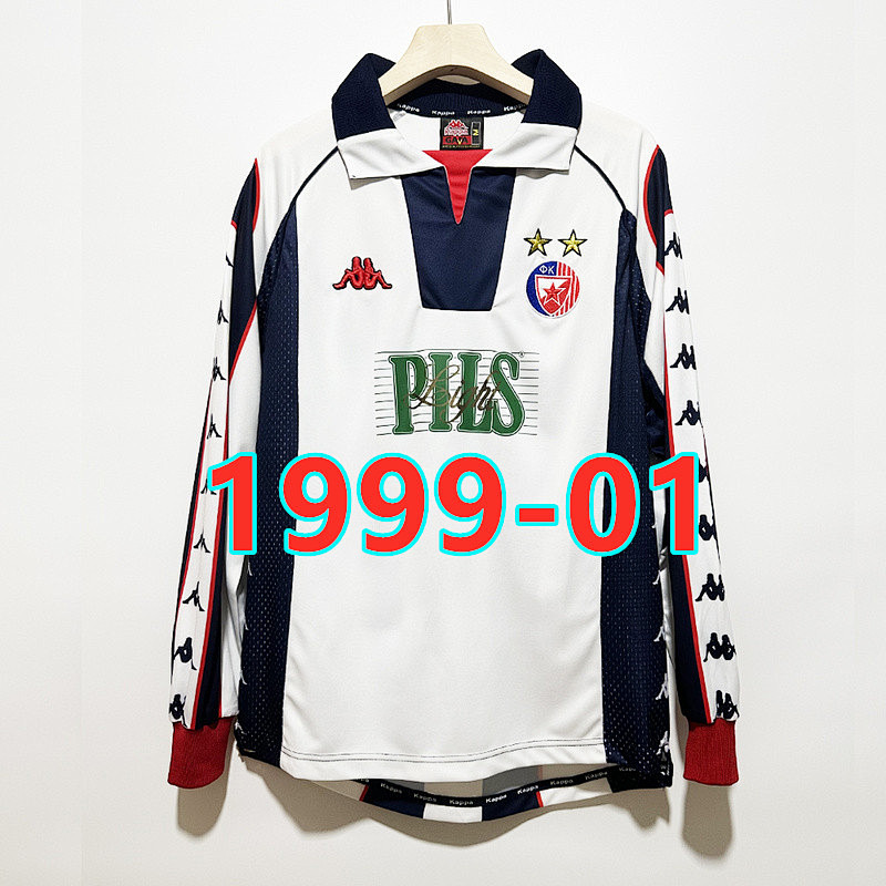 Red Star Belgrade Away Long Sleeve Retro Jersey S-2XL