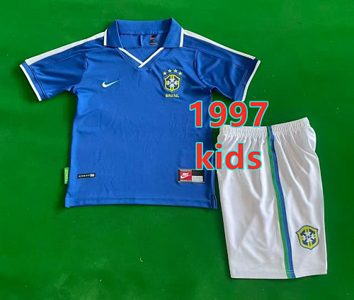 Brazil Away Retro Kids Jersey+shorts Kit 16 -28