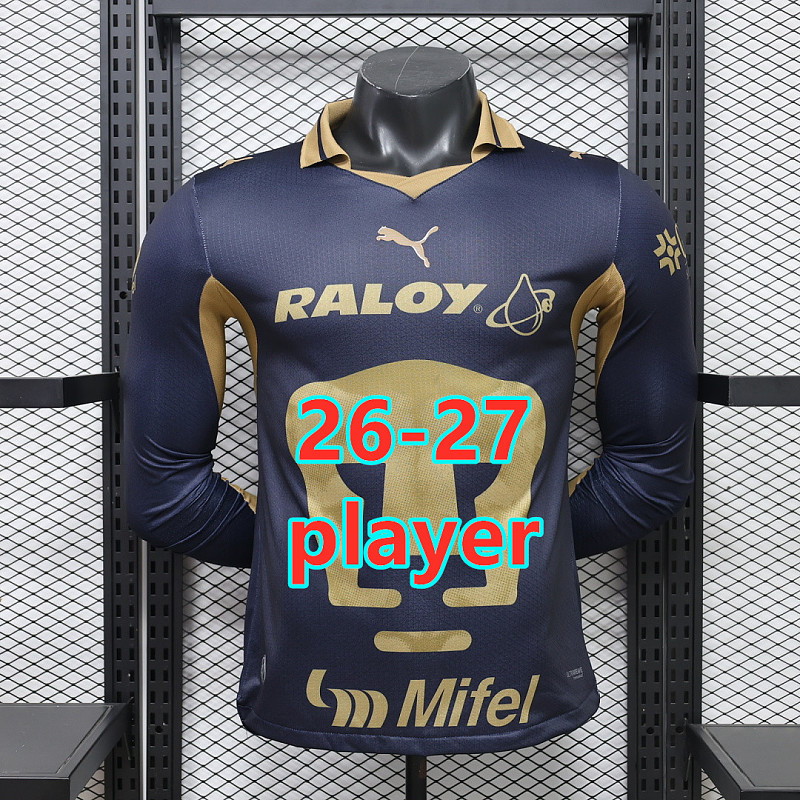 26-27 Pumas Unam Away Player Long Sleeve Jersey S-4XL
