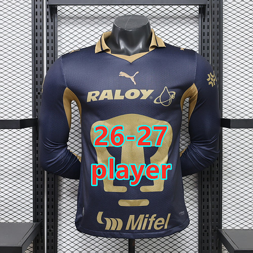 26-27 Pumas Unam Away Player Long Sleeve Jersey S-4XL