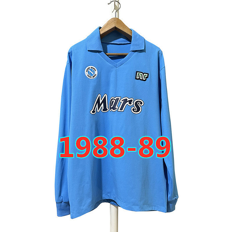 Napoli Retro TopThai Quality Long Sleeve Home Jersey S-2XL