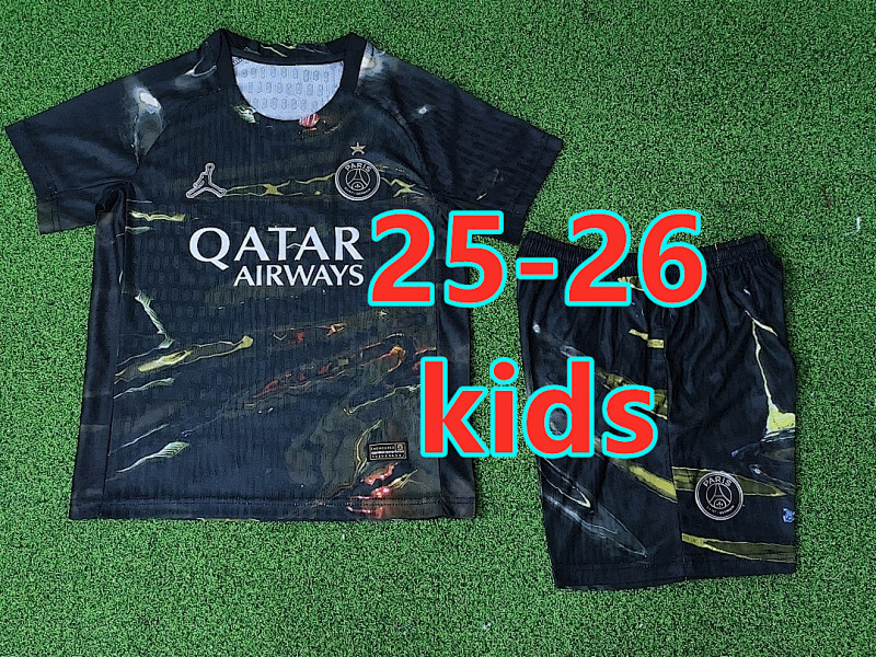 Balenciaga 25-26 Paris Psg 5th Kids Player Jersey+shorts Kit 16 -28