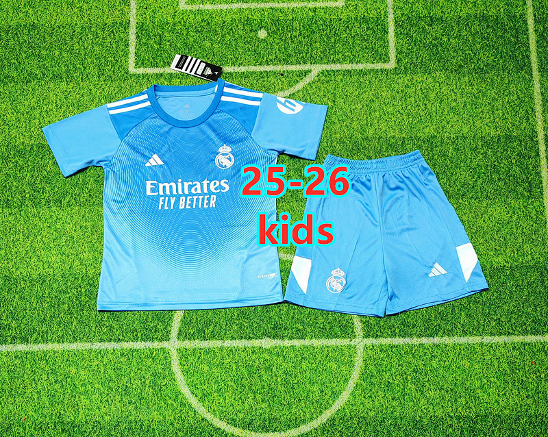 25-26 Real Madrid Goalkeeper Kids Jersey+shorts Kit 16 -28