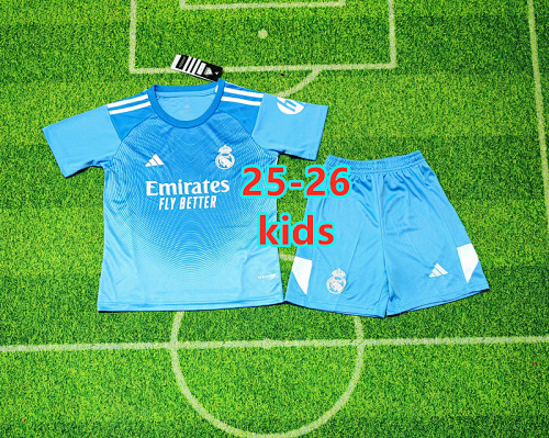 25-26 Real Madrid Goalkeeper Kids Jersey+shorts Kit 16 -28