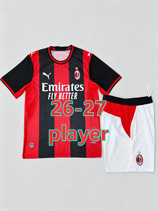 26-27 AC Milan Home Player Short Sleeve Kit S-2XL AC