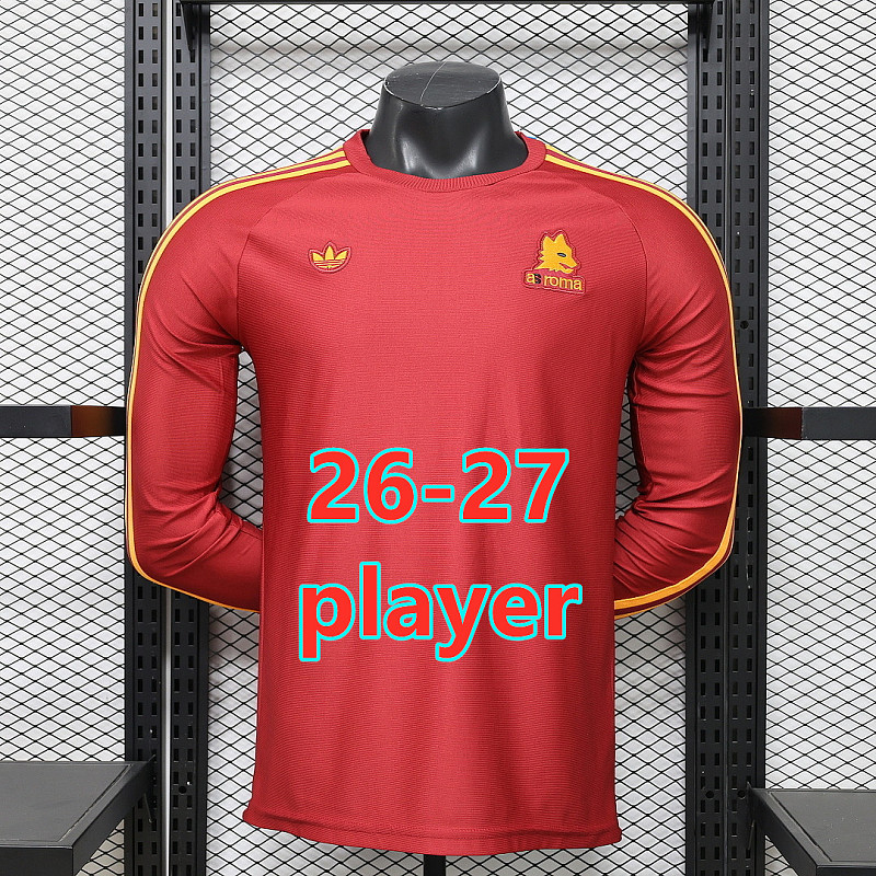 26-27 Roma Retro Player Long Sleeve Jersey S-3XL