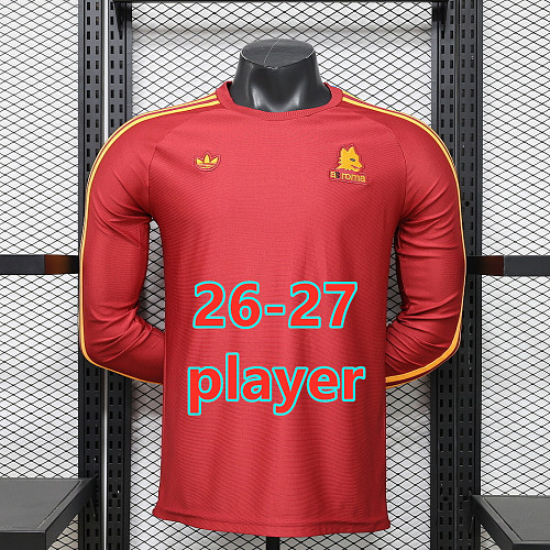 26-27 Roma Retro Player Long Sleeve Jersey S-3XL