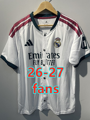 26-27 Real Madrid Home Fans Baseball Jersey S-4XL