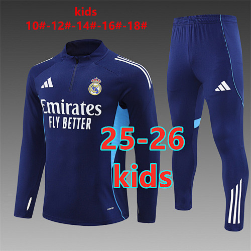 25-26 Real Madrid Kids Long Sleeve Tracksuit 10 -18