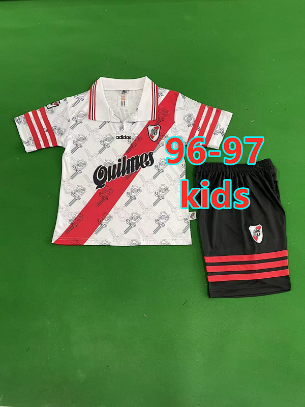 96-97 River Plate Home Retro Kids Jersey+shorts Kit 16 -28