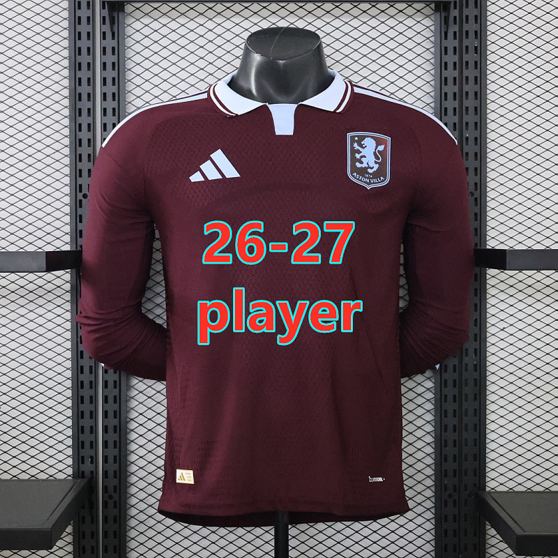 26-27 Aston Villa Home Player Long Sleeve Jersey S-2XL