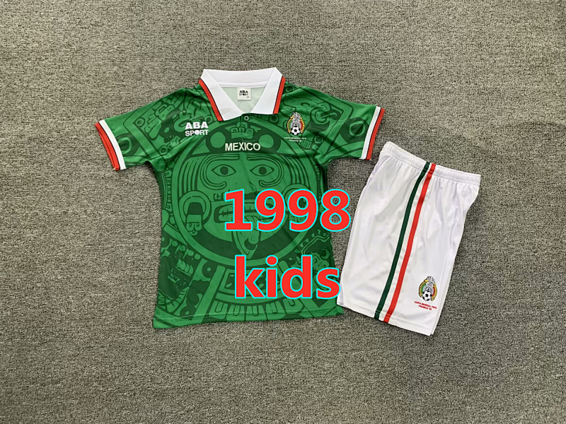 Mexico Home Retro Kids Jersey+shorts Kit 16 -28