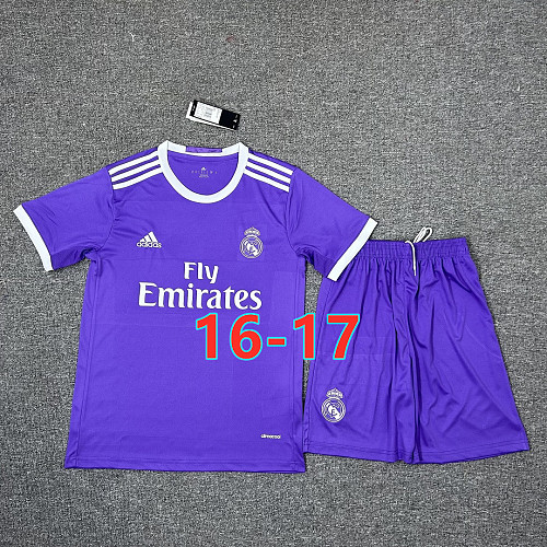 16-17 Real Madrid Away Retro TopThai Short+shorts Kit S-2XL