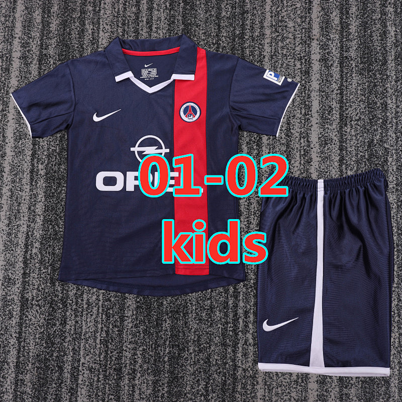 Balenciaga 01-02 Paris Psg Home Retro Kids Jersey+shorts Kit 16 -28