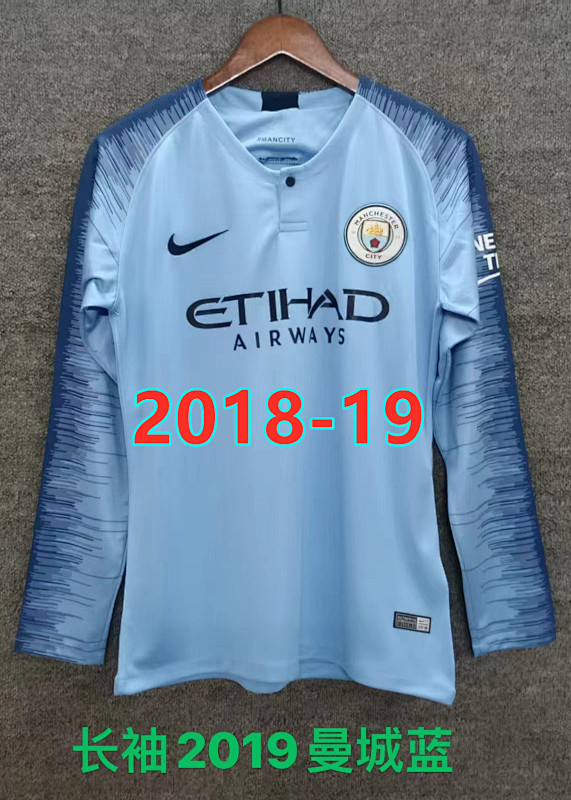 Manchester City Home Retro Long Jersey S-2XL