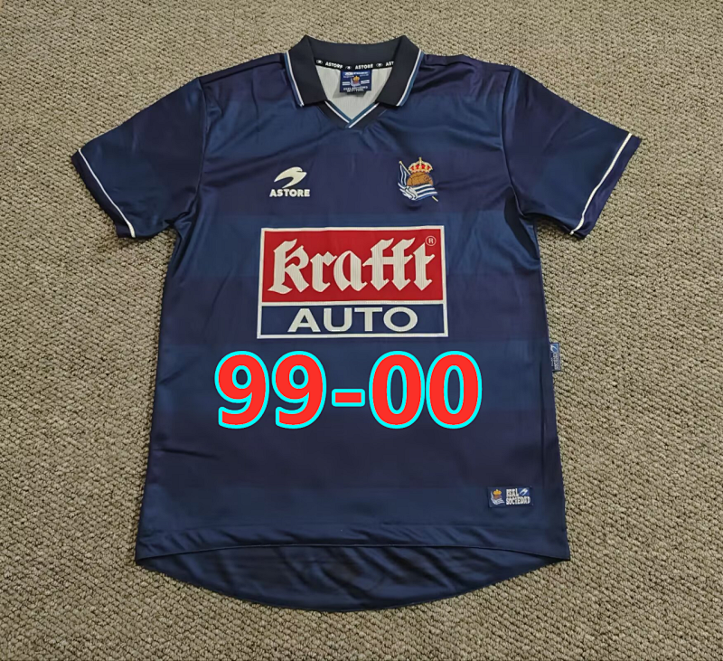 99-00 Real Sociedad Away Retro Fans Version Jersey S-2XL