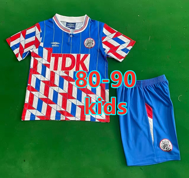 89-90 Ajax Away Kids Retro Jersey+shorts Kit 16 -28