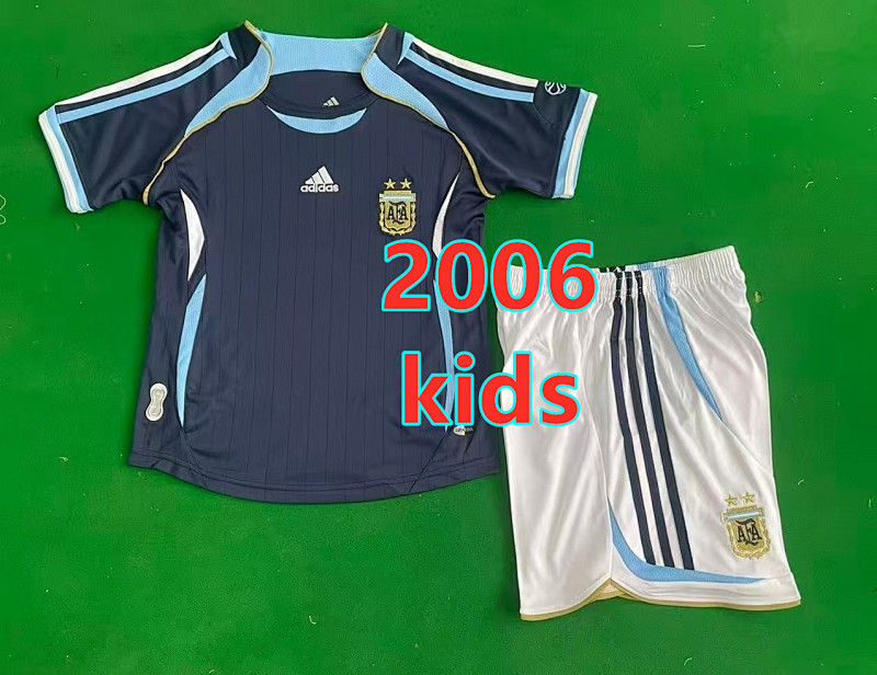 Argentina Away Retro Kids Jersey+shorts Kit 16 -28