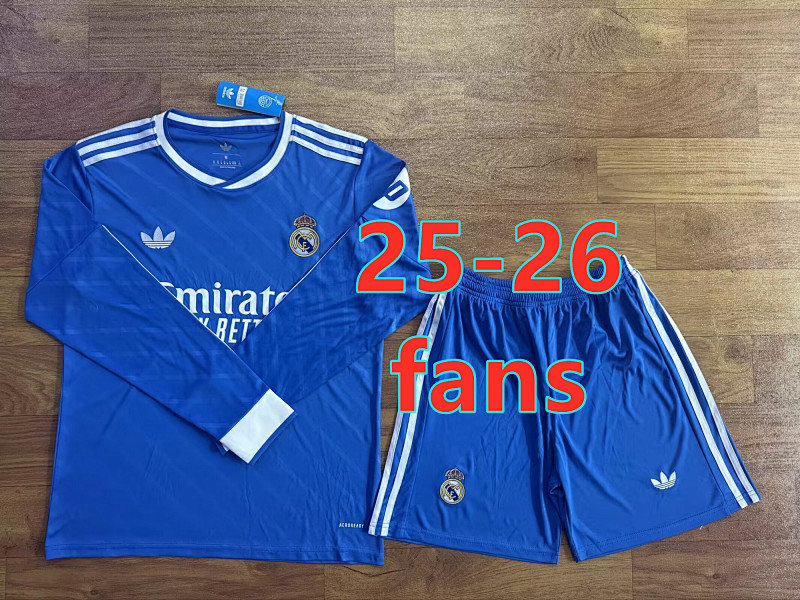 Fifa 25-26 Real Madrid Third Fans Long Jersey+shorts Kit S-2XL