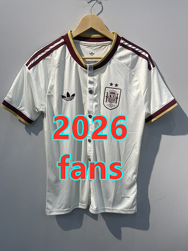 Spain Away Fans 2 Stars Baseball Jersey S-4XL 2