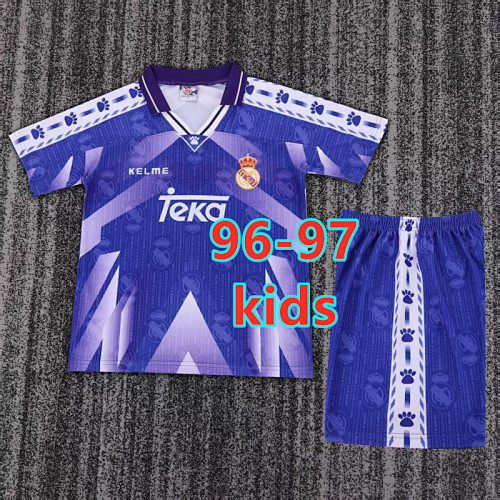 96-97 Real Madrid Away Kids Retro Jersey+shorts Kit 16 -28
